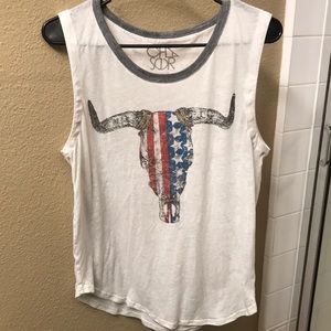 Cow Skull American Flag Tank